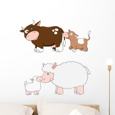 Sheep Cow Farm Wall Stickers shown on a wall