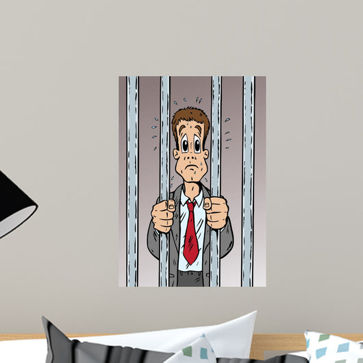 Cartoon Man Arrested and Wall Mural