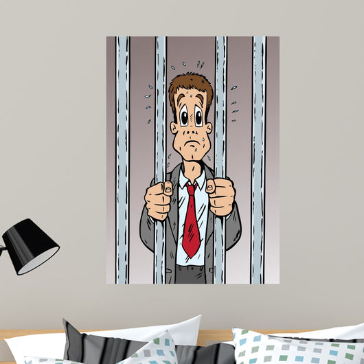 Cartoon Man Arrested and Wall Mural