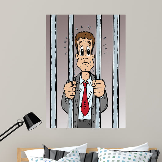 Cartoon Man Arrested and Wall Mural