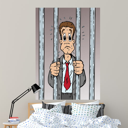 Cartoon Man Arrested and Wall Mural