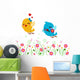 Lovebirds Playing in a Garden Wall Mural