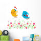 Lovebirds Playing in a Garden Wall Mural
