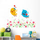 Lovebirds Playing in a Garden Wall Mural