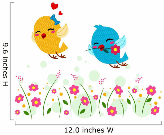 Lovebirds Playing in a Garden Wall Mural