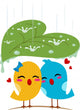 Lovebirds Sheltering from Rain