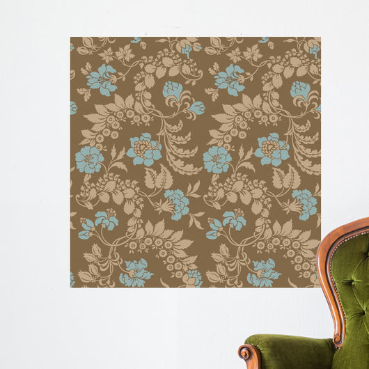 Blue Brown Floral Wall Decal Design 1