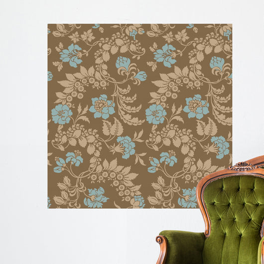 Blue Brown Floral Wall Decal Design 1