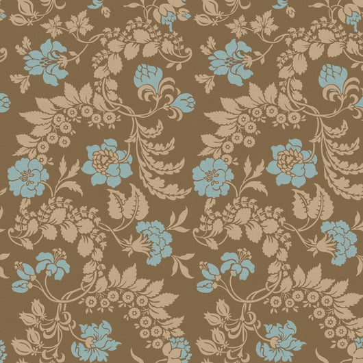 Blue Brown Floral Wall Decal Design 1