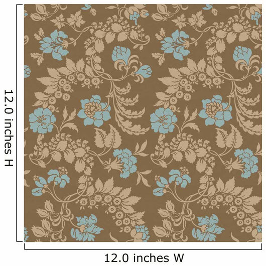 Blue Brown Floral Wall Decal Design 1