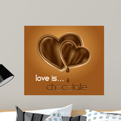 Chocolate Hearts Vector Illustration Wall Mural shown on a wall