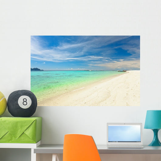 Tropical Beach under Blue Wall Mural