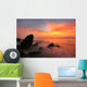 Tropical Rock Beach Silhouette Wall Decal