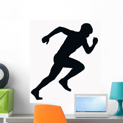 Sport Silhouette Male Sprint shown on a wall
