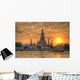 Wat Arun Thailand Temple in Sunset Scene Wall Mural