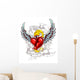 Burning Heart with Wings Wall Mural