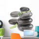 Spa Stones with Green Leaves. Wall Decal