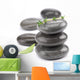 Spa Stones with Green Leaves. Wall Decal