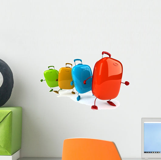 Colorful Dancing Suitcases Wall Decal
