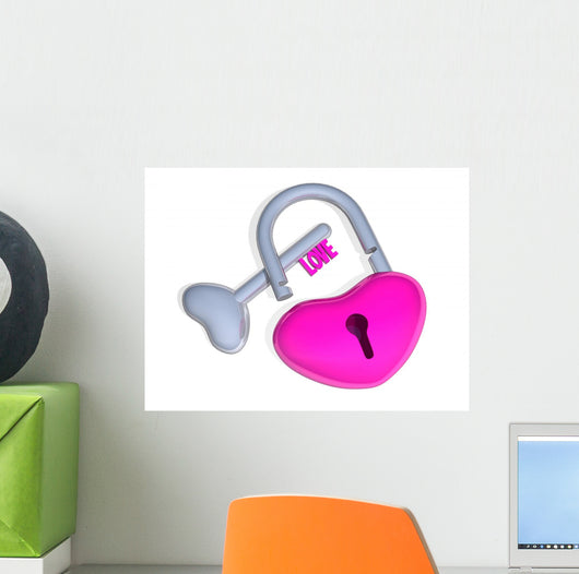 Pink Heartlock isolated Wall Decal