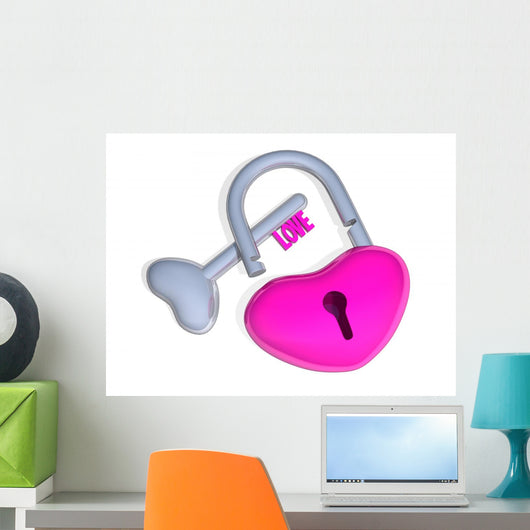 Pink Heartlock isolated Wall Decal
