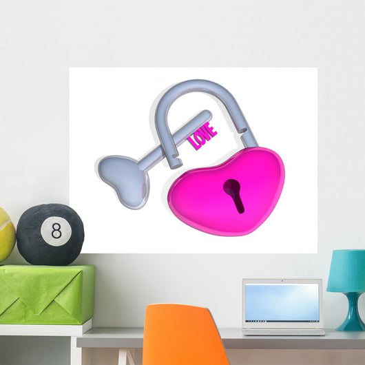 Pink Heartlock isolated Wall Decal