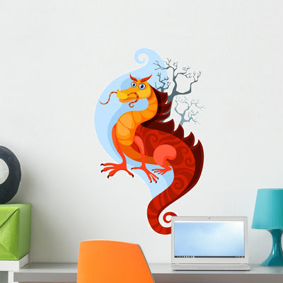 Dragon Wall Decal shown on a wall