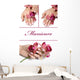 collage.Beautiful hand with perfect manicure and purple orchid f Wall Mural