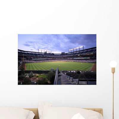 Baseball Field Wall Mural shown on a wall