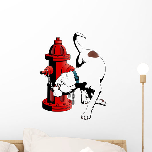 American Bulldog at the Fire Hydrant Wall Decal