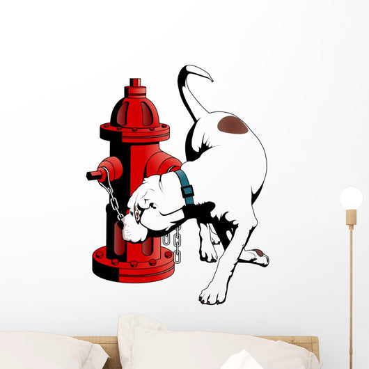 American Bulldog at the Fire Hydrant Wall Decal