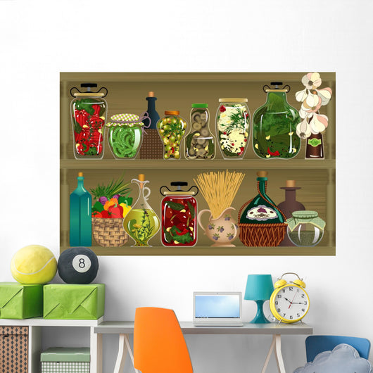 Homemade canned vegetables Wall Mural