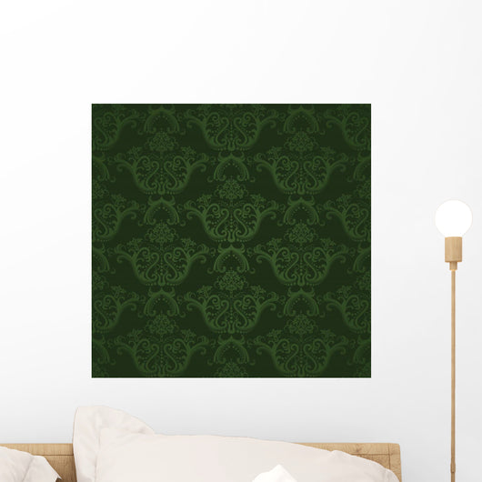 Dark Green Floral Wallpaper Wall Decal