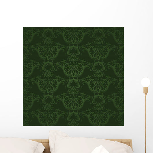 Dark Green Floral Wallpaper Wall Decal