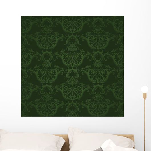 Dark Green Floral Wallpaper Wall Decal