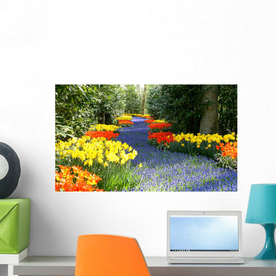 Spring Garden Wall Mural shown on a wall