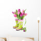 Spring Tulip Flowers in Boots Wall Decal