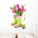 Spring Tulip Flowers in Boots Wall Decal