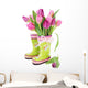 Spring Tulip Flowers in Boots Wall Decal