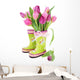 Spring Tulip Flowers in Boots Wall Decal