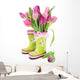 Spring Tulip Flowers in Boots Wall Decal