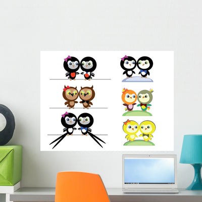 Birds Wall Decal Sticker Set shown on a wall
