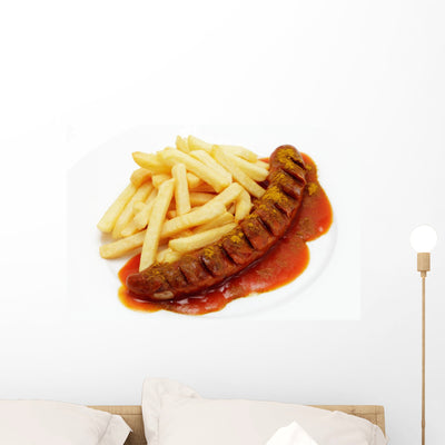 Currywurst with French Fries Wall Mural shown on a wall
