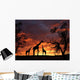 Giraffes on Sunset Wall Mural