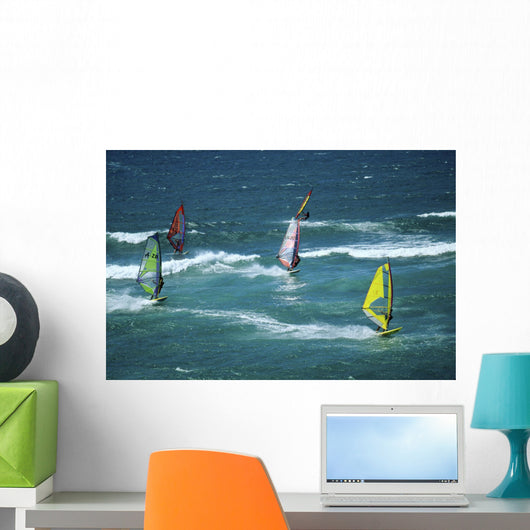 windsurfers on mauii Wall Mural