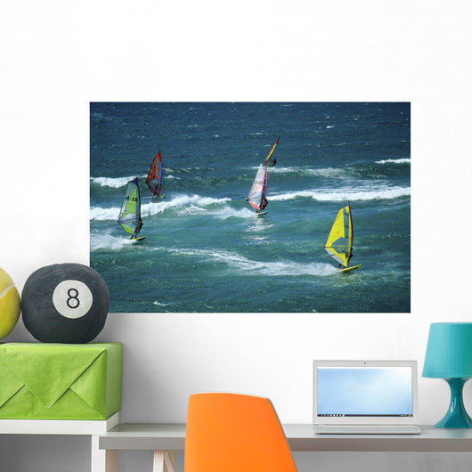 windsurfers on mauii Wall Mural