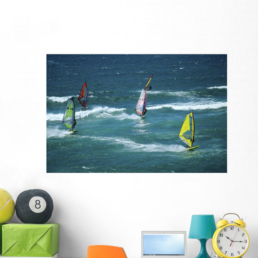 windsurfers on mauii Wall Mural