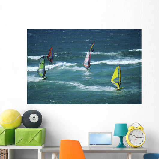 windsurfers on mauii Wall Mural