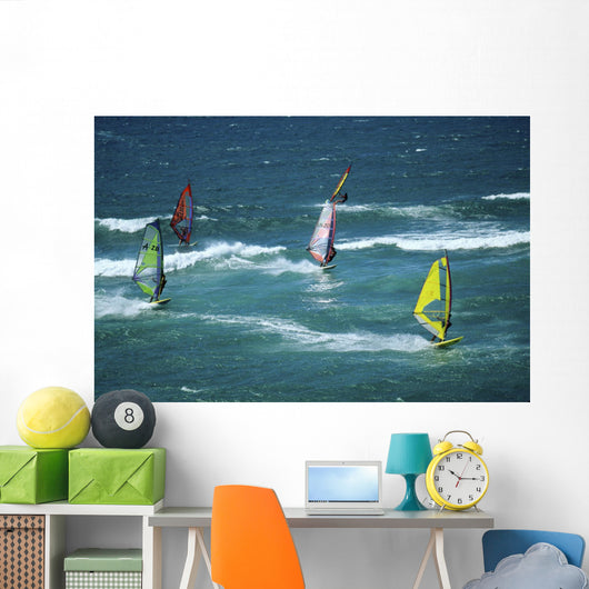 windsurfers on mauii Wall Mural