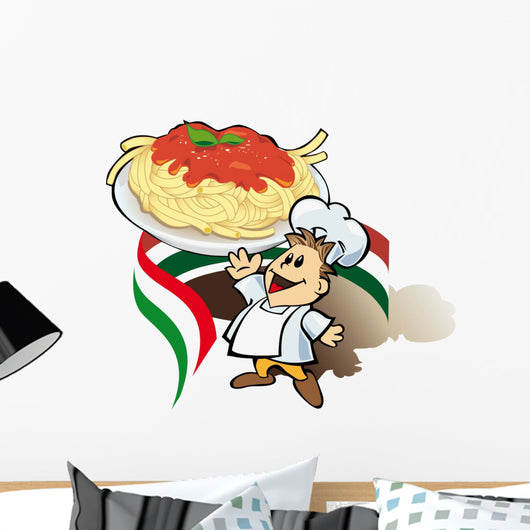 Italian chef with pizza giant Wall Decal